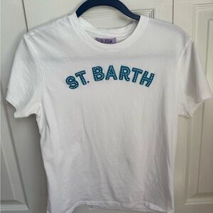 MC2 Saint Barth Pearl Embellished St. Barth Tee White Size Small